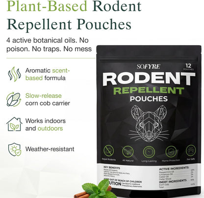 Rodent Repellent Pouches (12-Pouches)
